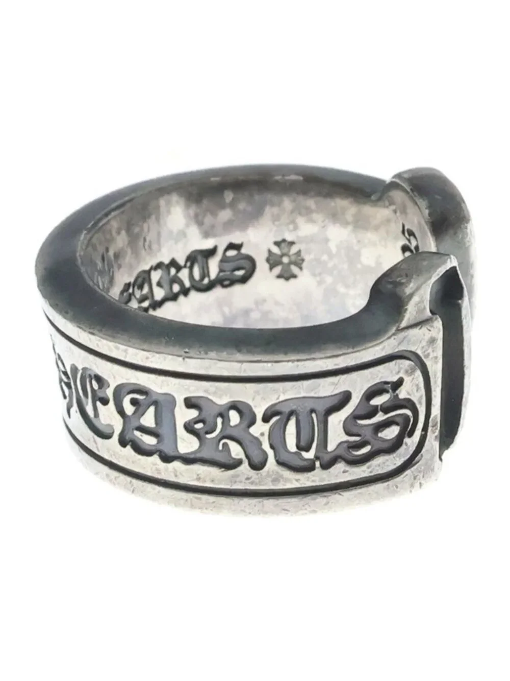 Chrome Hearts LG Scroll Label Large Ring Silver